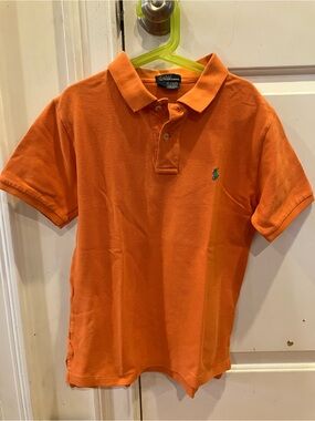 Polo by Ralph Lauren Boys Bright Orange Polo with Teal Pony